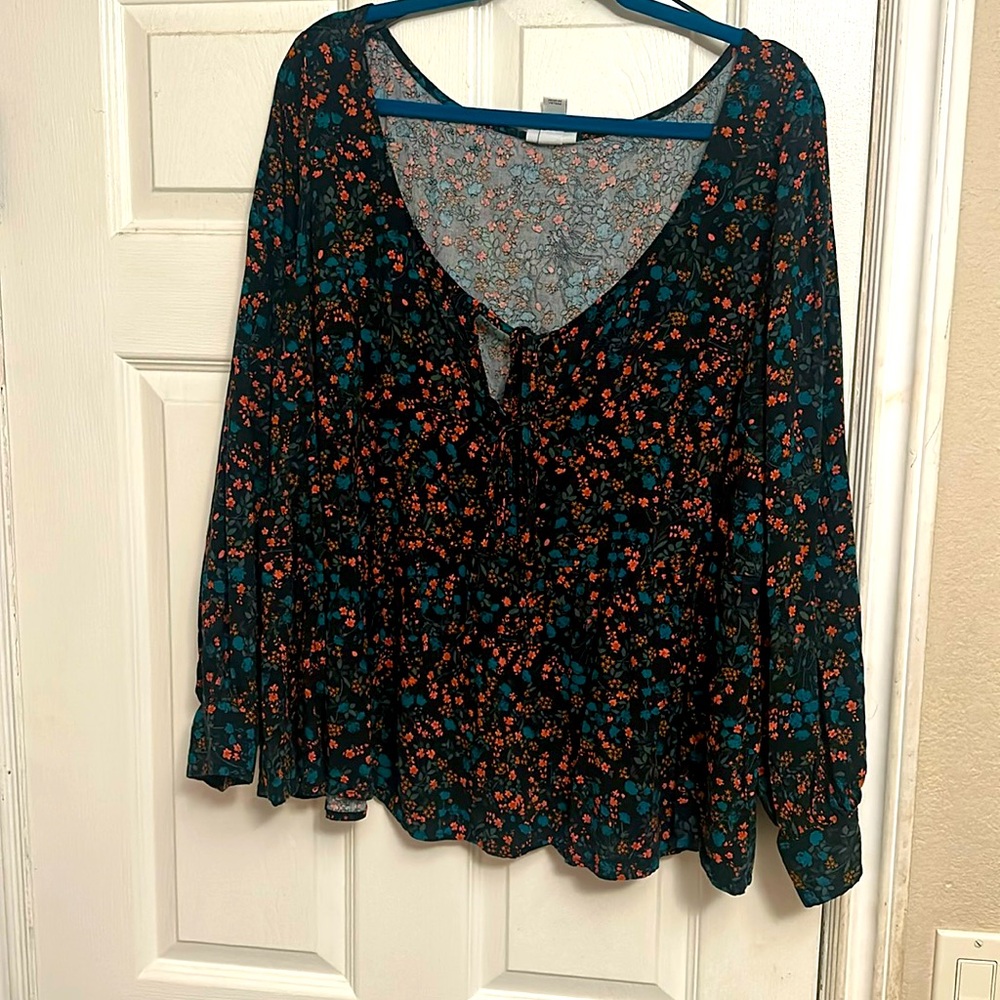 AVA & VIV long sleeve floral blouse